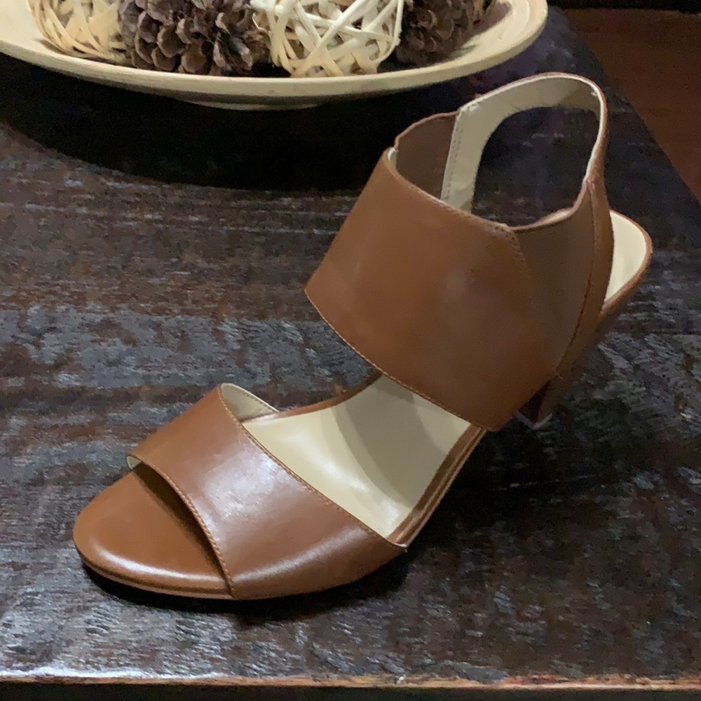 Karl Lagerfeld Paris Floquet brown strappy leather sandal heels Size 9.5M - Picture 8 of 17